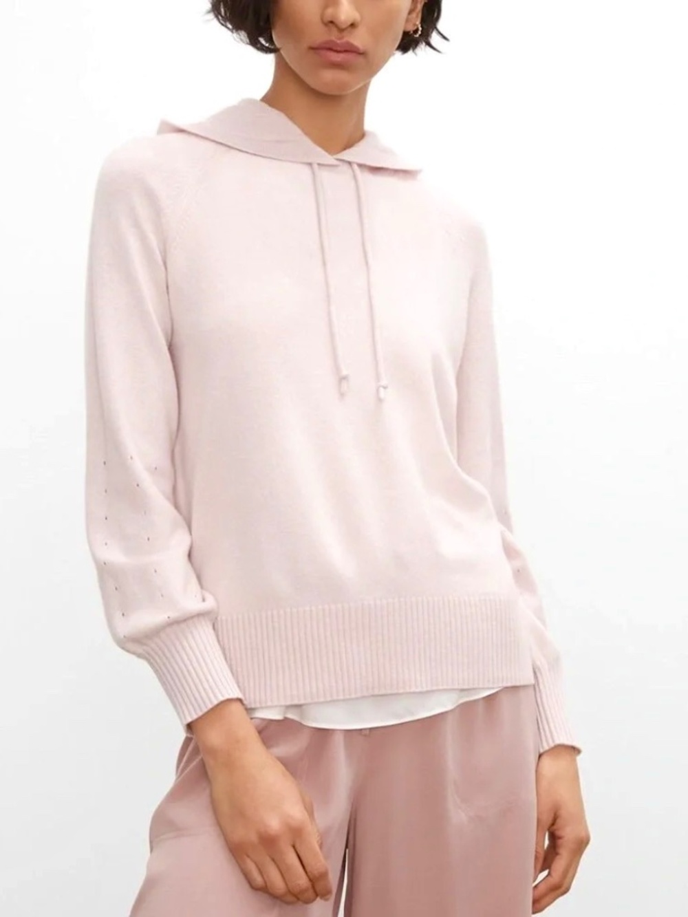 CLUB MONACO Knola 100% Cashmere Hooded Pullover Sweater in Blush Pink - XS